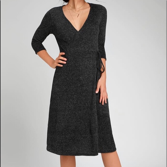 charcoal grey midi dress